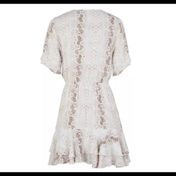 EVERK AKI boho snake Ruffle Hem Mini Dress size:S - Picture 3 of 9